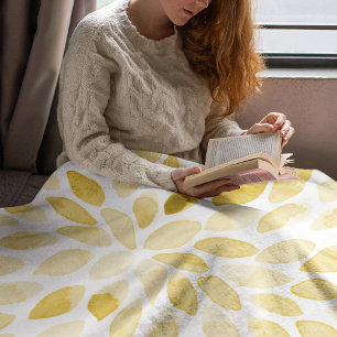 Watercolor yellow brush strokes fleece blanket