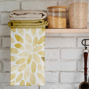 Watercolor yellow brush strokes kitchen towel