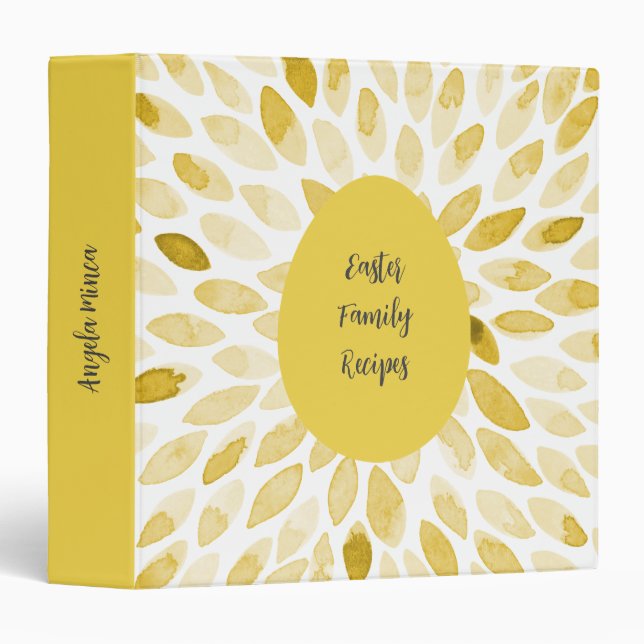 Watercolor yellow brush strokes recipe binder (Front/Spine)