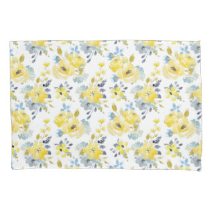 Watercolor Yellow Floral Pattern Pillowcase