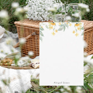  Watercolor Yellow Floral Personalized White Thank You Card