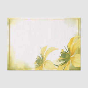Watercolor Yellow Flower Floral Decoupage Tissue Paper