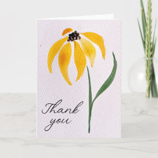 Watercolor Yellow Flower Thank You Fall Thankful Card