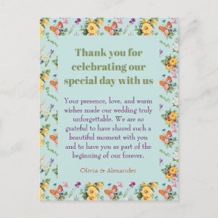 Watercolor Yellow Flowers & Floral Pattern Design Postcard