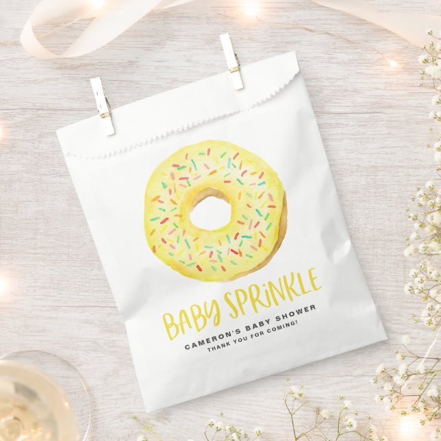 Watercolor Yellow Glazed Doughnut Baby Sprinkle Favour Bag (Clipped)
