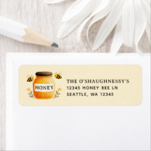 Watercolor Yellow Honey & Bees Return Address