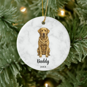 Watercolor Yellow Lab Dog Name Pet Memorial Ceramic Ornament