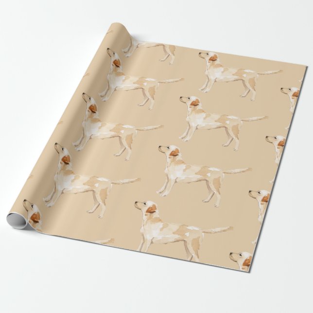 Watercolor Yellow Lab Silhouette Wrapping Paper (Unrolled)