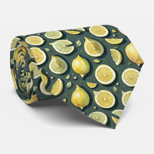 Watercolor Yellow Lemon Tie