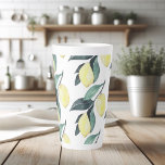Watercolor Yellow Lemons Seamless Pattern Latte Mug<br><div class="desc">Watercolor Yellow Lemons Seamless Pattern</div>