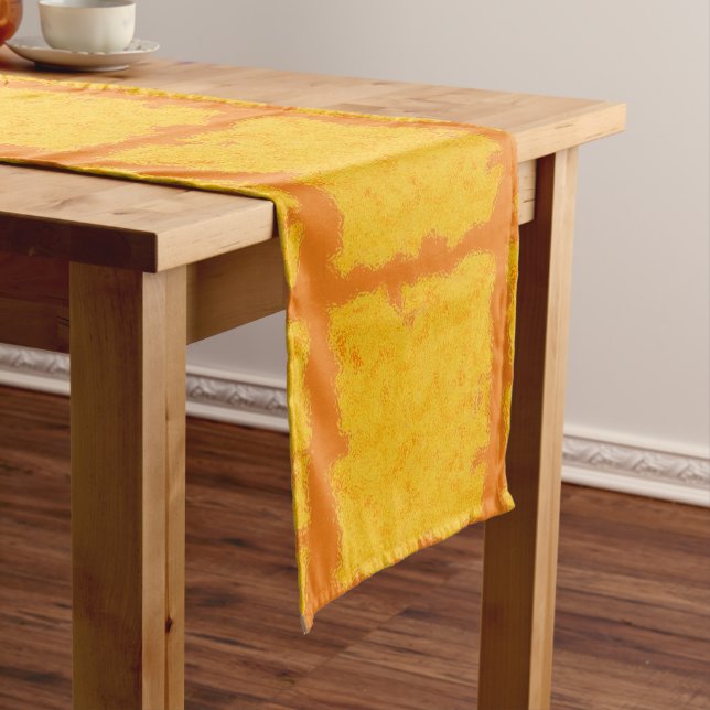 Watercolor Yellow/Orange Block Medium Table Runner (In Situ)