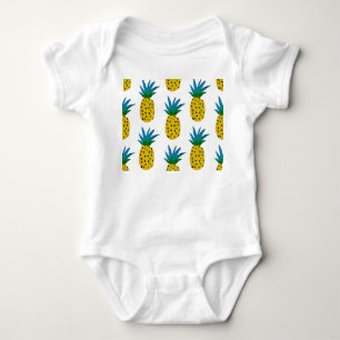 Watercolor Yellow Pineapples Pattern Baby Bodysuit