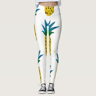 Watercolor Yellow Pineapples Pattern Leggings