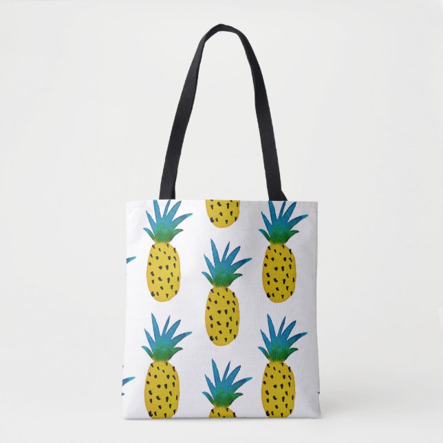 Watercolor Yellow Pineapples Pattern Tote Bag (Front)