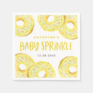 Watercolor Yellow Sprinkle Donuts Baby Sprinkle Napkin