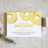 Watercolor Yellow Sprinkle Doughnuts Baby Shower