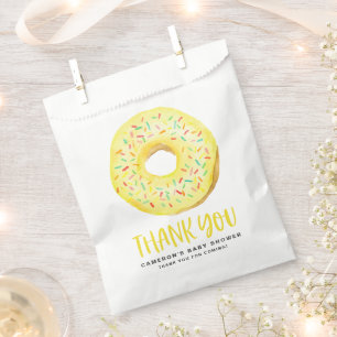 Watercolor Yellow Sprinkle Glazed Doughnut Thank Y Favour Bag