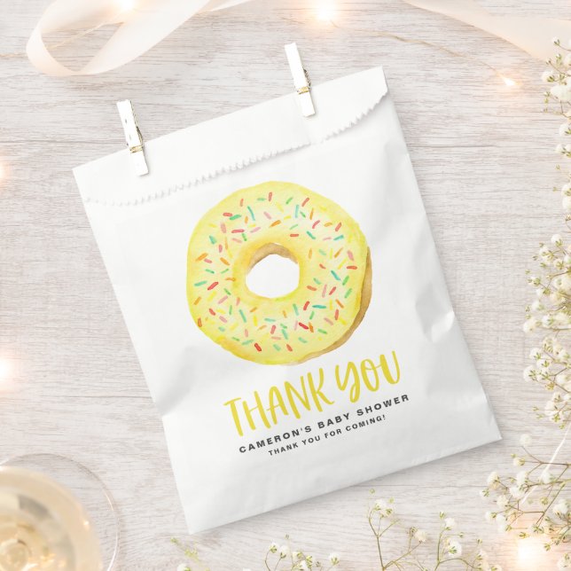 Watercolor Yellow Sprinkle Glazed Doughnut Thank Y Favour Bag (Clipped)