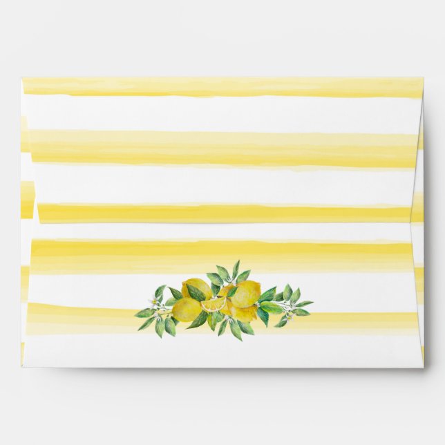 Watercolor Yellow Stripes and Lemons  Envelope (Back (Top Flap))
