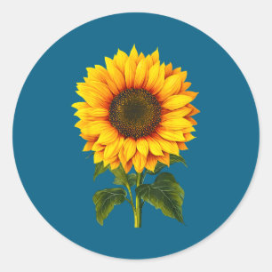 Watercolor yellow sunflower botanical garden summe classic round sticker