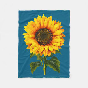 Watercolor yellow sunflower botanical garden summe fleece blanket