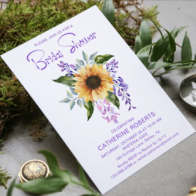 Watercolor Yellow Sunflower Floral Bridal Shower Invitation (Creator Uploaded)