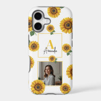 Watercolor Yellow Sunflower Monogram Mom