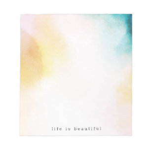 Watercolor Yellow Teal Blue Tie Dye Ombre Notepad