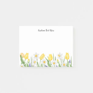 Watercolor Yellow Tulips Custom Text  Post-it Notes