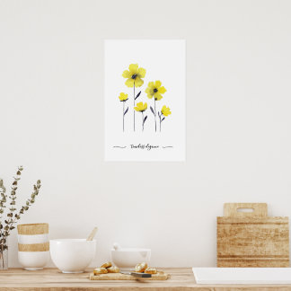 Watercolor Yellow Wild Flowers Poster