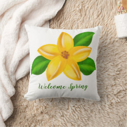 Watercolor Yellow Wildflower Welcome Spring Throw Pillow