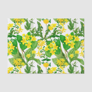 Watercolor Yellow Wildflowers and Herbs Botanical  Tissue Paper