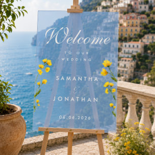 Watercolor yellow wildflowers wedding acrylic sign