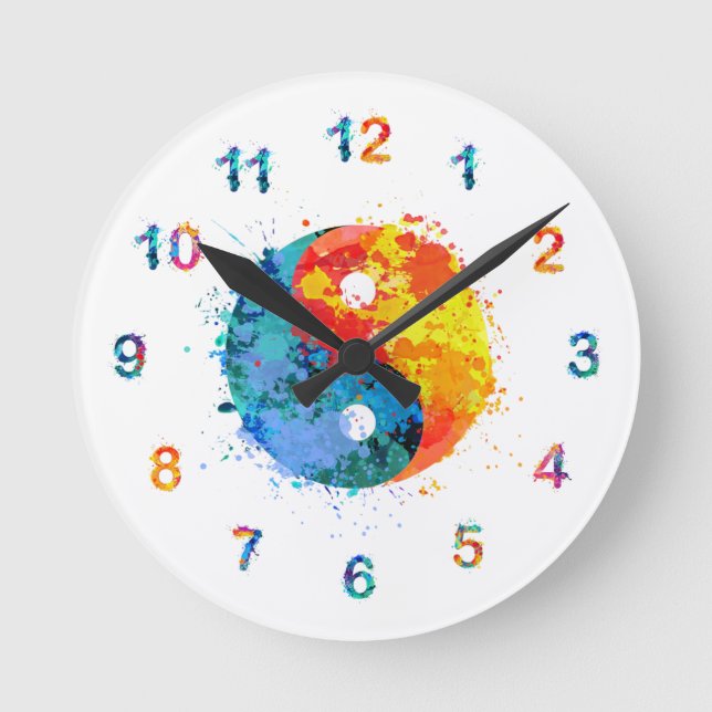 Watercolor Yin and Yang Wall Clock Clock (Front)