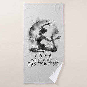 Watercolor Yoga Reiki One-Legged King Pigeon Pose Bath Towel Set