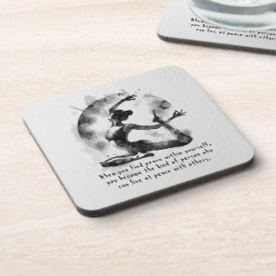 Watercolor Yoga Reiki One-Legged King Pigeon Pose Coaster