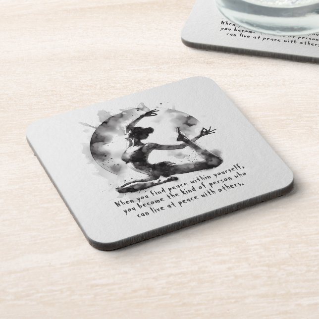 Watercolor Yoga Reiki One-Legged King Pigeon Pose Coaster (Left Side)