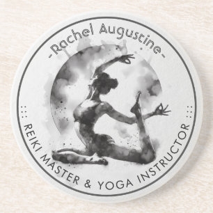 Watercolor Yoga Reiki One-Legged King Pigeon Pose Coaster