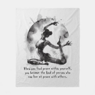 Watercolor Yoga Reiki One-Legged King Pigeon Pose Fleece Blanket