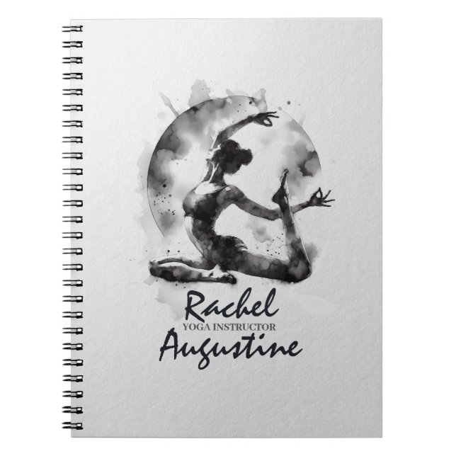 Watercolor Yoga Reiki One-Legged King Pigeon Pose Notebook (Front)