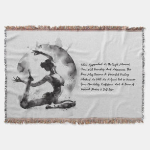 Watercolor Yoga Reiki One-Legged King Pigeon Pose Throw Blanket