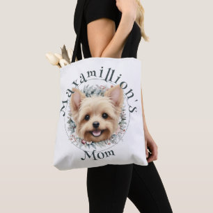 Watercolor Yorkie and Floral Wreath Tote Bag