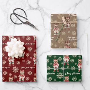 Watercolor Yorkie Snowflake Custom Christmas Wrapping Paper Sheet