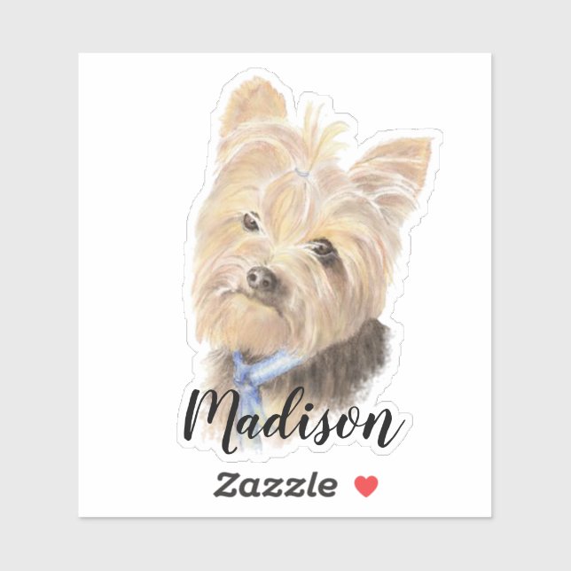 Watercolor Yorkshire Terrier Dog Pet Custom Name (Sheet)