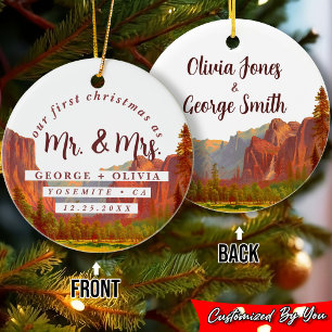 Watercolor Yosemite California Our First Christmas Ceramic Ornament