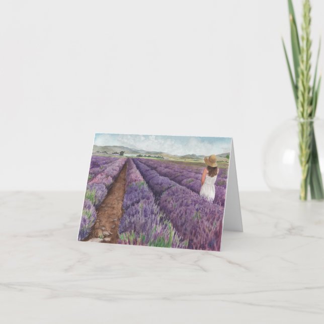 Watercolor Young Living Mona, Utah Lavender Farm Note Card (Front)