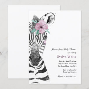 Watercolor Zebra Baby Shower invitation