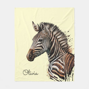 Watercolor zebra head decoration fleece blanket