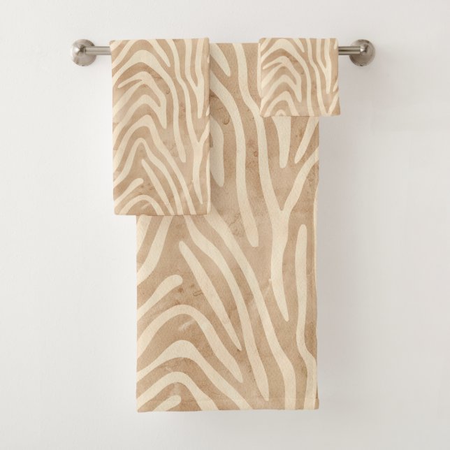 Watercolor Zebra Print Bath Towel Set (Insitu)
