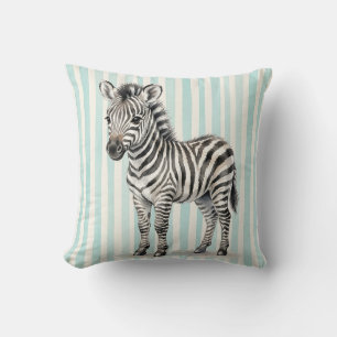 Watercolor Zebra Wildlife Throw Pillow